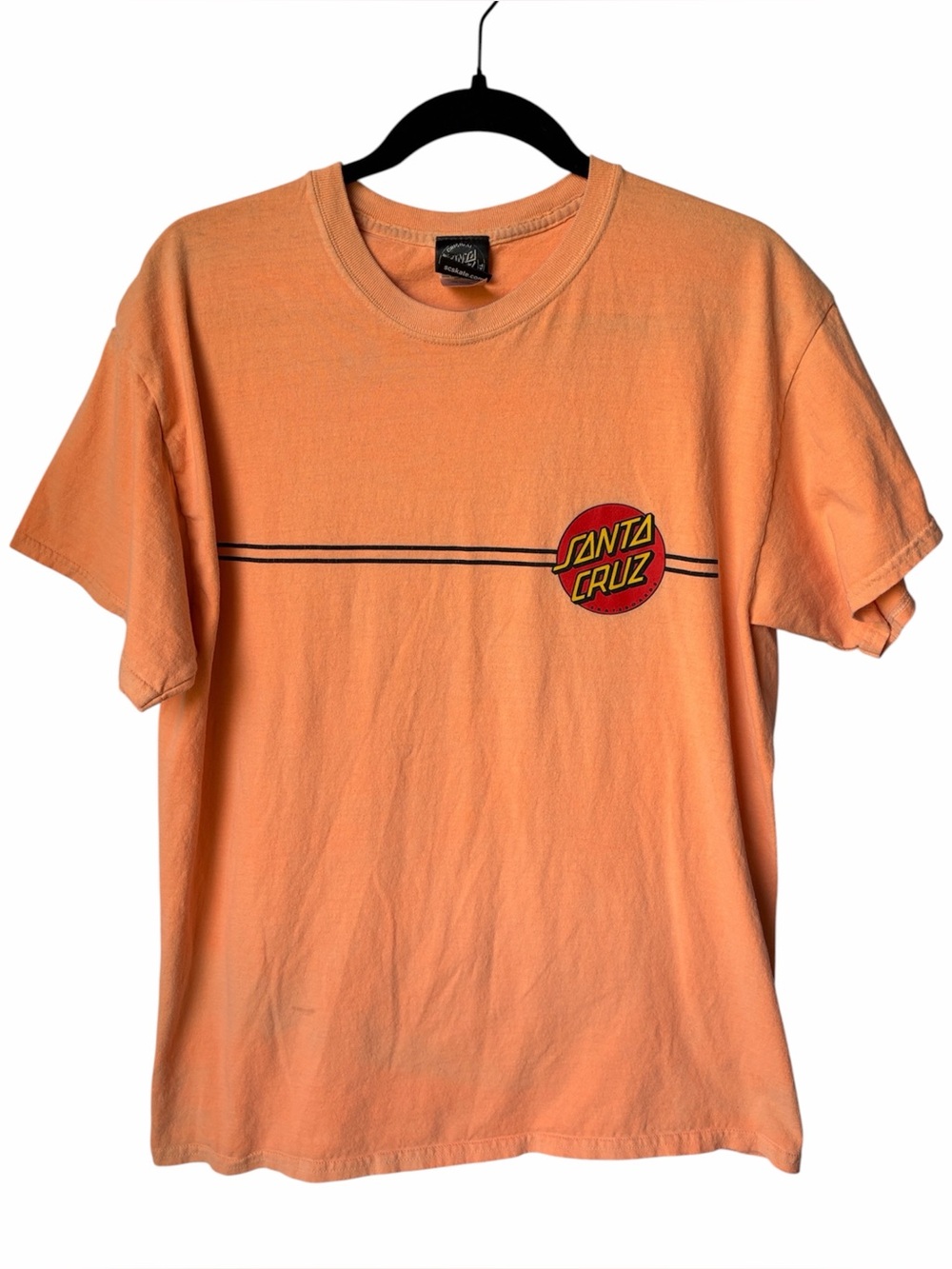 Santa Cruz Graphic T Shirt Mens L Orange Logo Skate Tee Short Sleeve